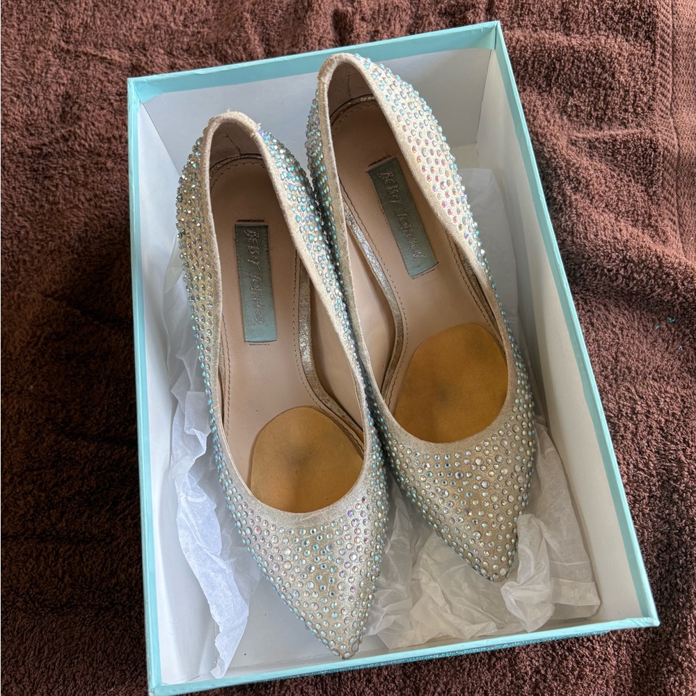 Betsey Johnson Rhinestone Embellished Heels - Silver